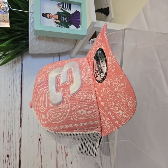 NWT Mens Austin Dillon New Era Pink 9 Forty A-frame Trucker Paisley Hat - Picture 2 of 9